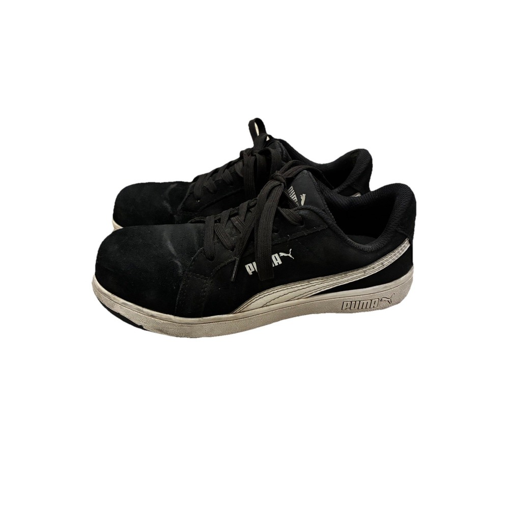 Puma Iconic Steel Toe Work Shoes Women's Sz‎ 6 Suede Black Low Top Comfort